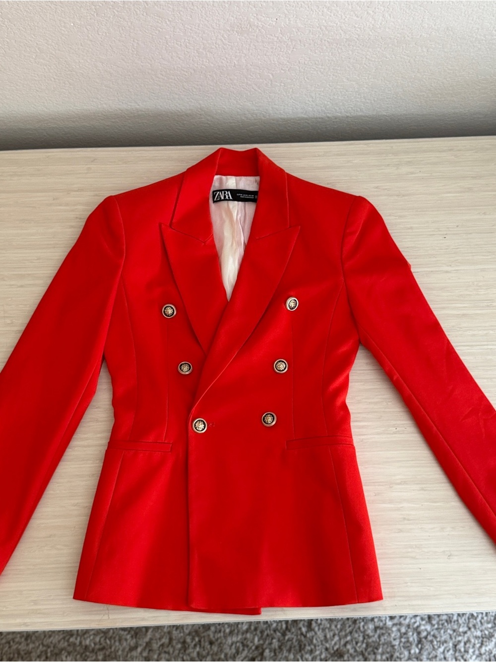Zara Vibrant Double Breasted Burnt Orange Blazer with gold buttons - Picture 4 of 10